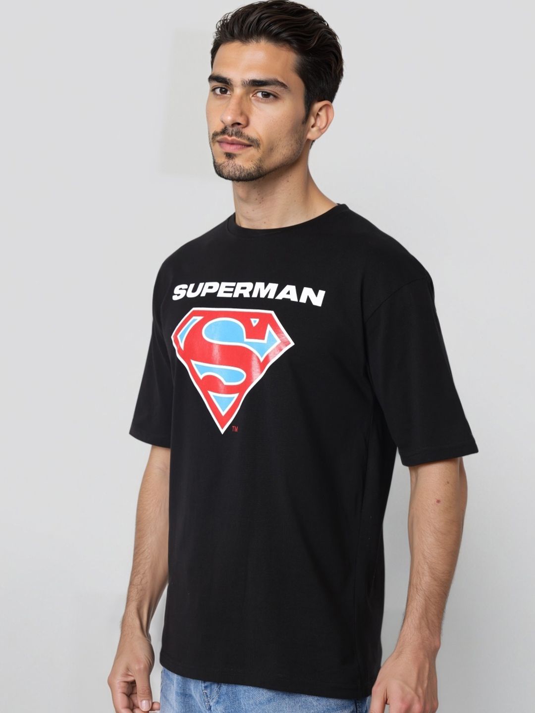 The Indian Garage Co Men Superman Graphic Printed Pure Cotton Relaxed Fit T-shirt
