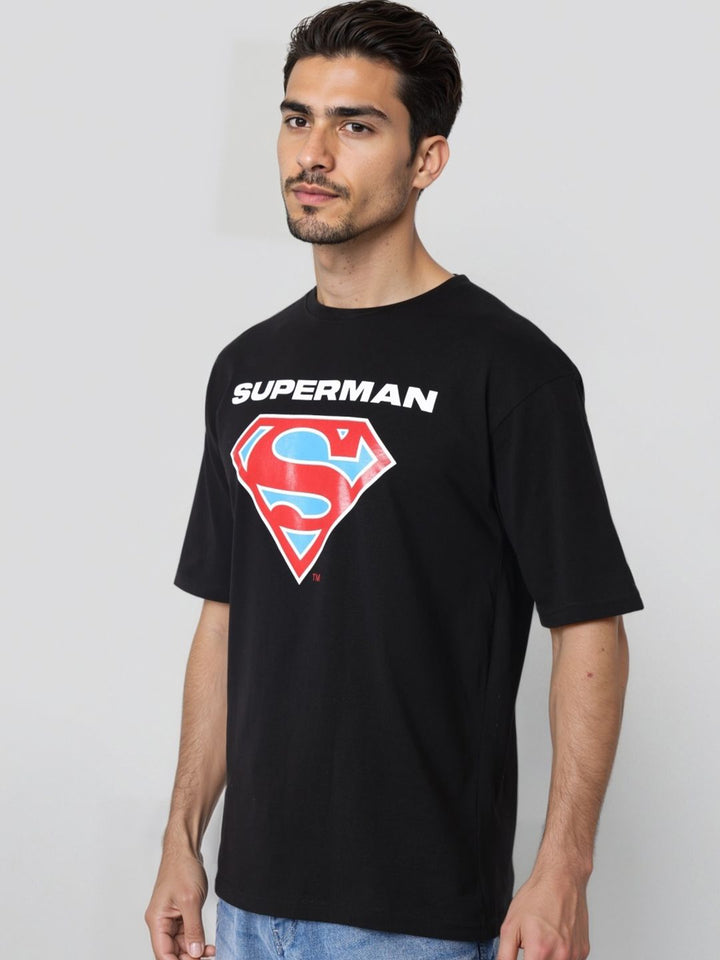 The Indian Garage Co Men Superman Graphic Printed Pure Cotton Relaxed Fit T-shirt