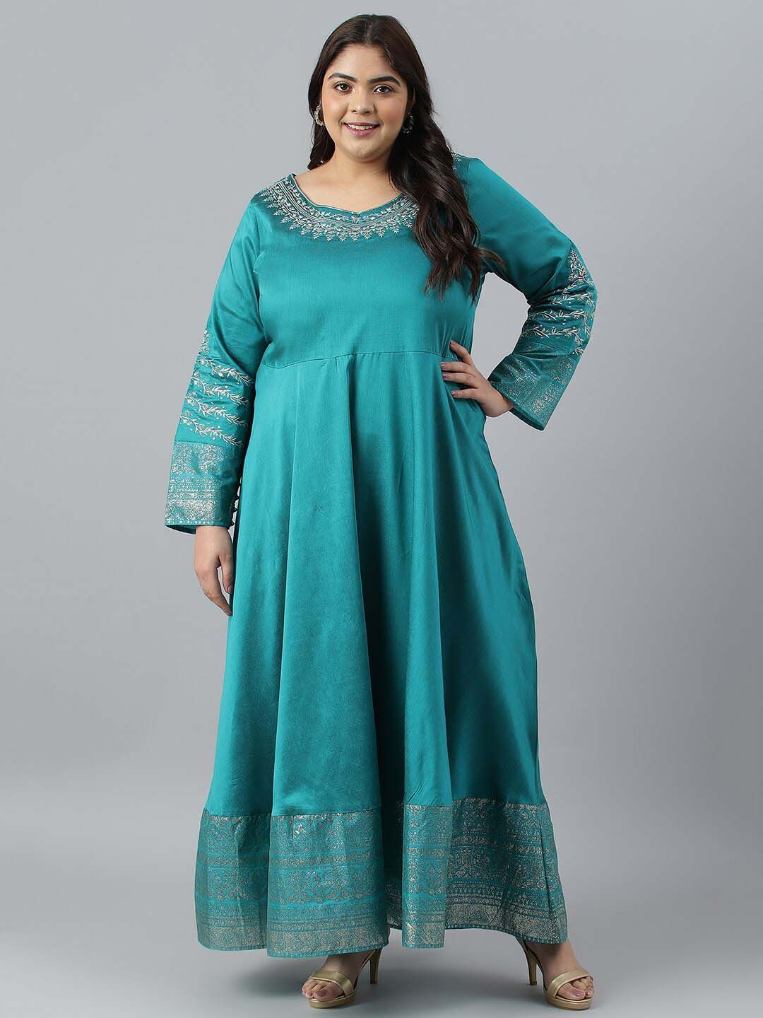 W Plus Size Embroidered Ethnic Maxi Ethnic Dress