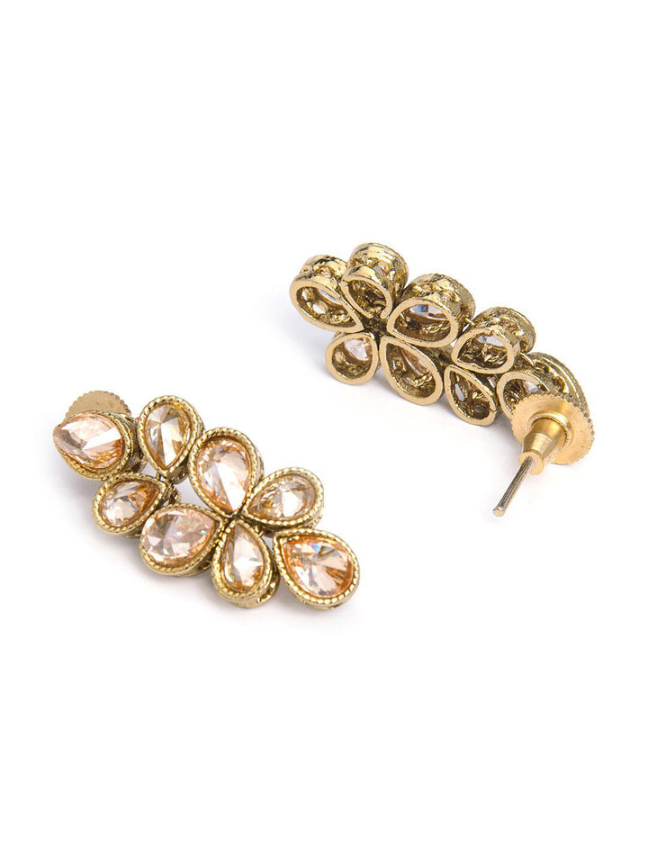 Rubans 22K Kundan Kundan Berat Kundan Diletakkan dengan Anting-anting Berbentuk Tearing
