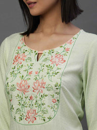 AURELIA Floral Embroidered Keyhole Neck Straight Kurti