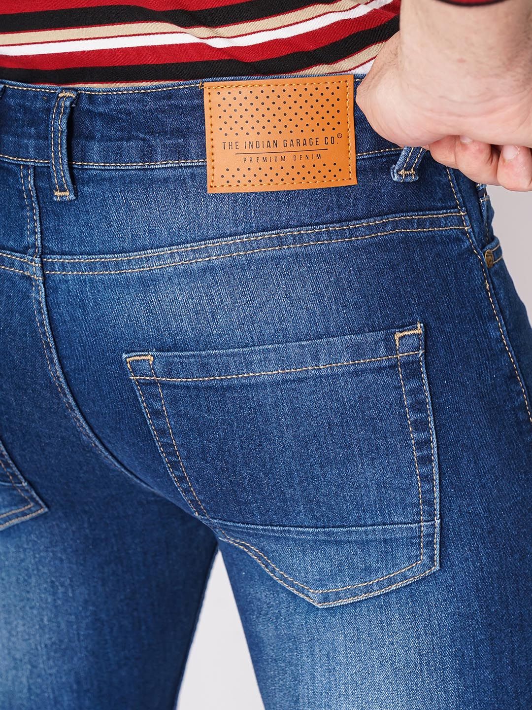 The Indian Garage Co Men Blue Slim Fit Mid-Rise Clean Look Jeans