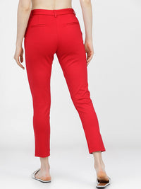 Tokyo Talkies Women Red Slim Fit Trousers