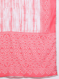 Libas Women Peach-Coloured Bandhani Printed Gotta Patti Pure Cotton Kurta with Trousers & With Dupatta