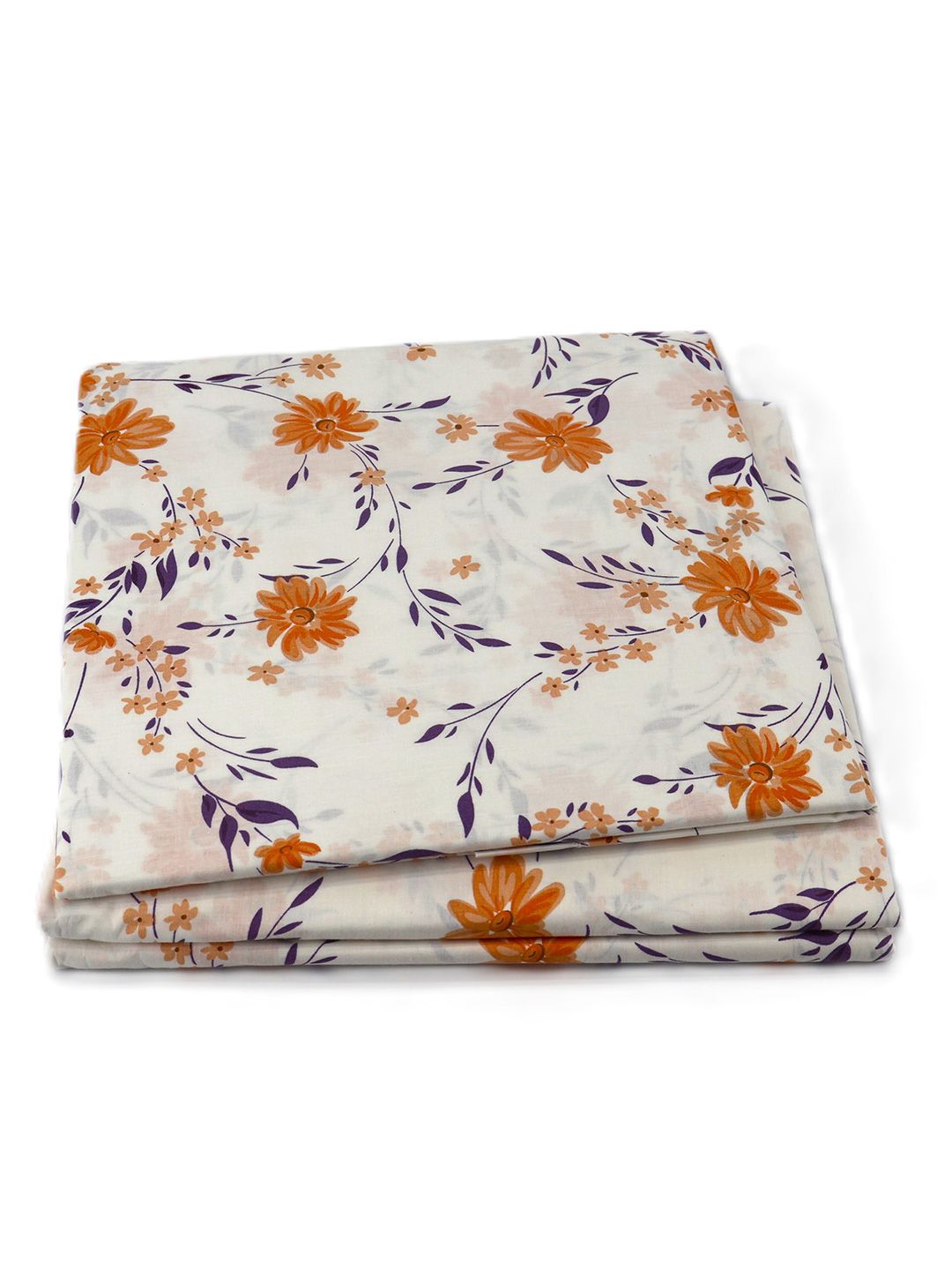 BOMBAY DYEING Vintage Mustard Printed Pure Cotton 180 TC  Bedsheet Set 1.52 m X 2.28 m