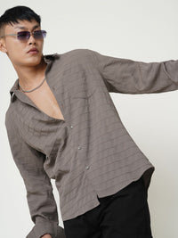 VASTRADO Men Classic Fit Spread Collar Textured Casual Shirt