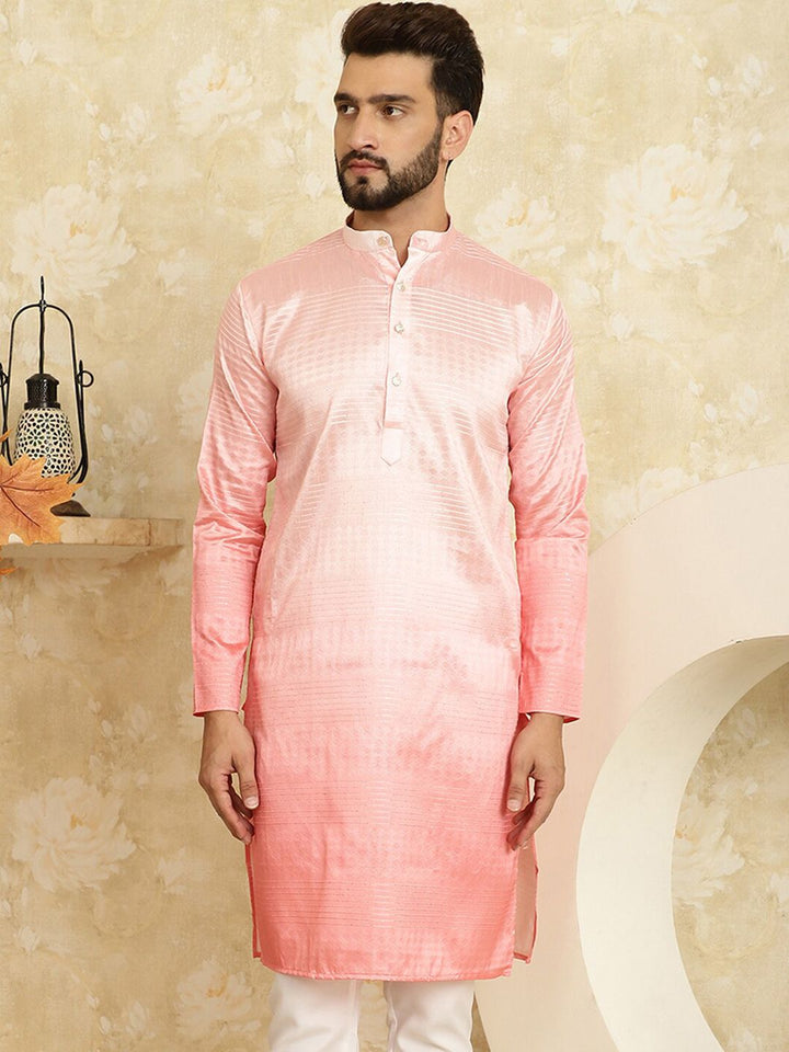 SOJANYA Motif Etnik Rekaan Tenunan Kurta Lurus Jacquard
