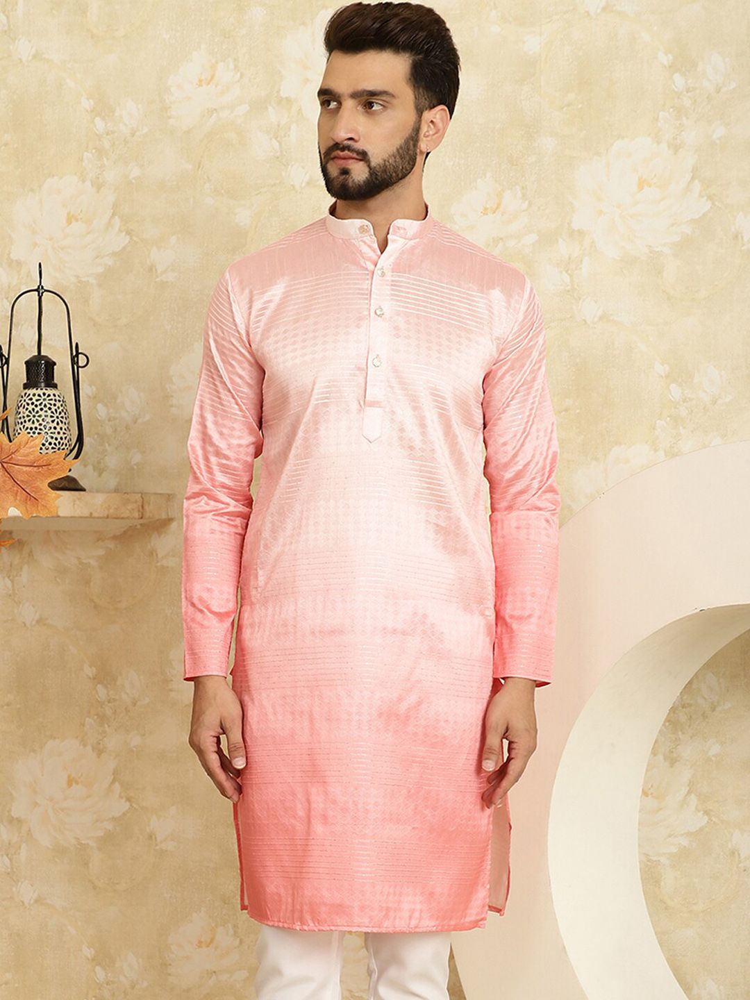 SOJANYA Motif Etnik Rekaan Tenunan Kurta Lurus Jacquard