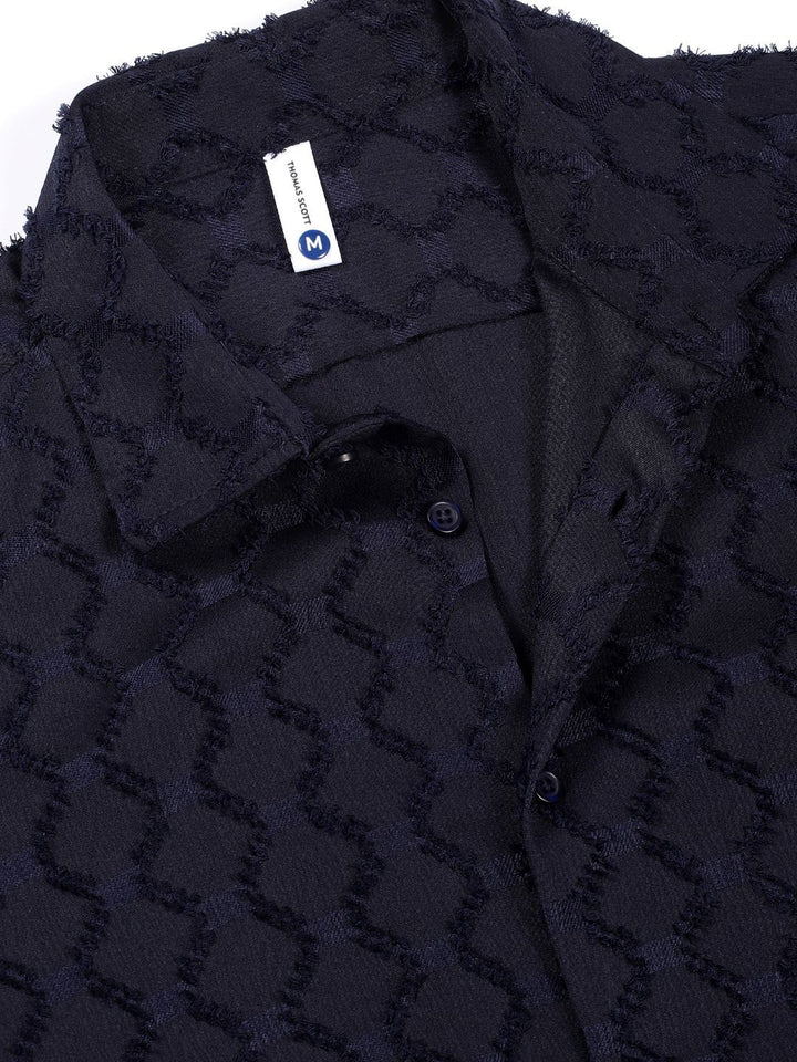 Thomas Scott Men Premium Spread Collar Textured Casual Shirt