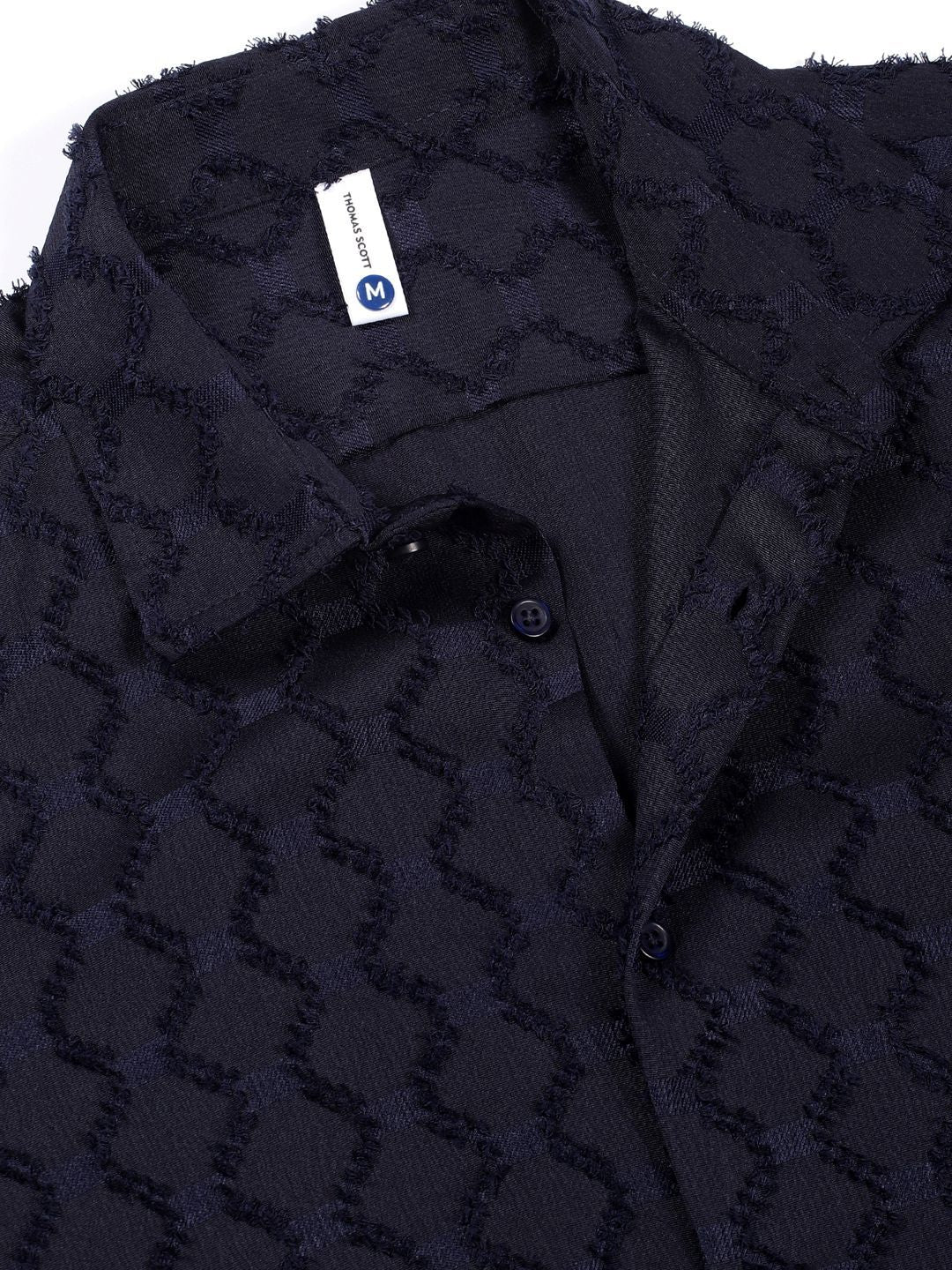 Thomas Scott Men Premium Spread Collar Textured Casual Shirt