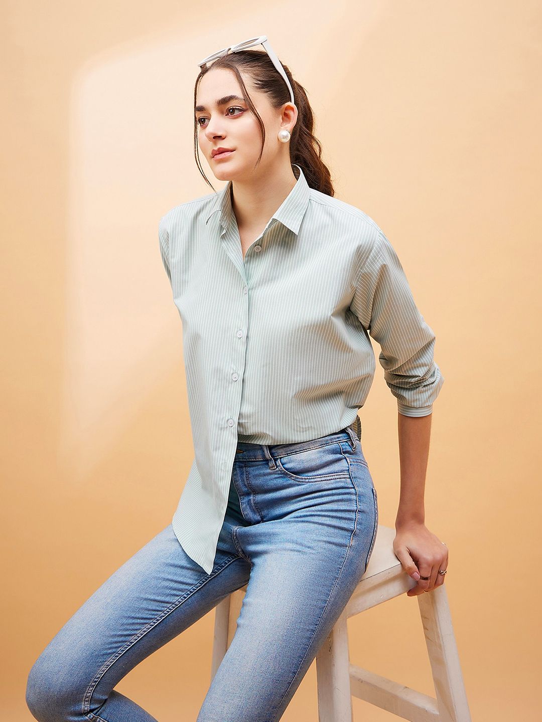 SASSAFRAS BASICS Comfort Striped Spread Collar Long Sleeves Casual Shirt