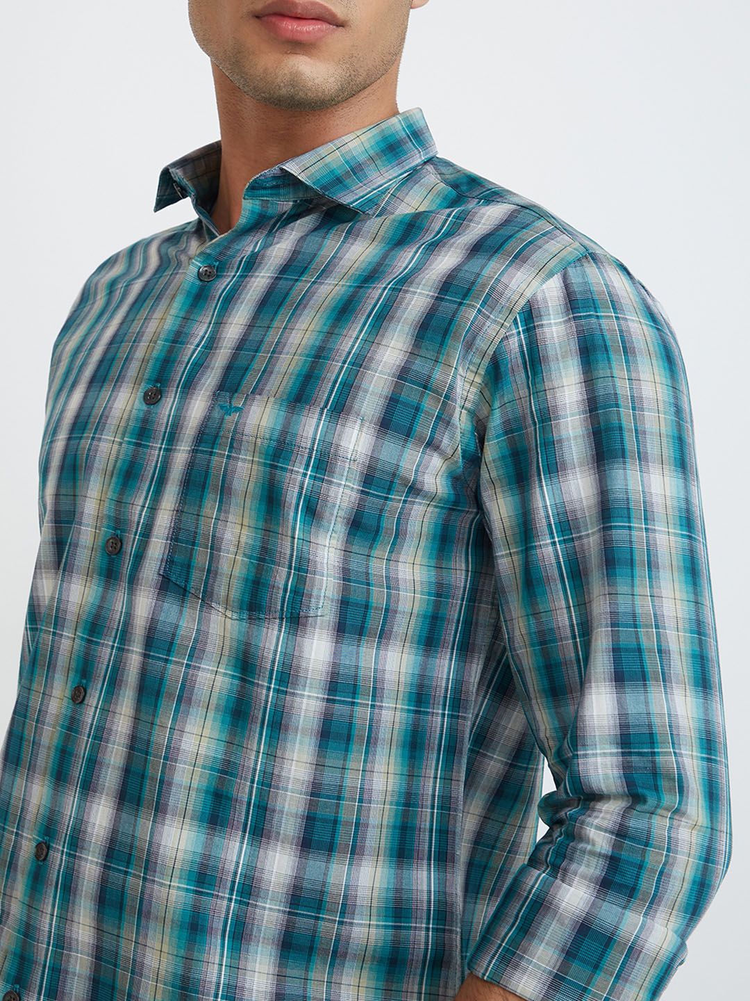 Park Avenue Men Tartan Checked Slim Fit Pure Cotton Formal Shirt