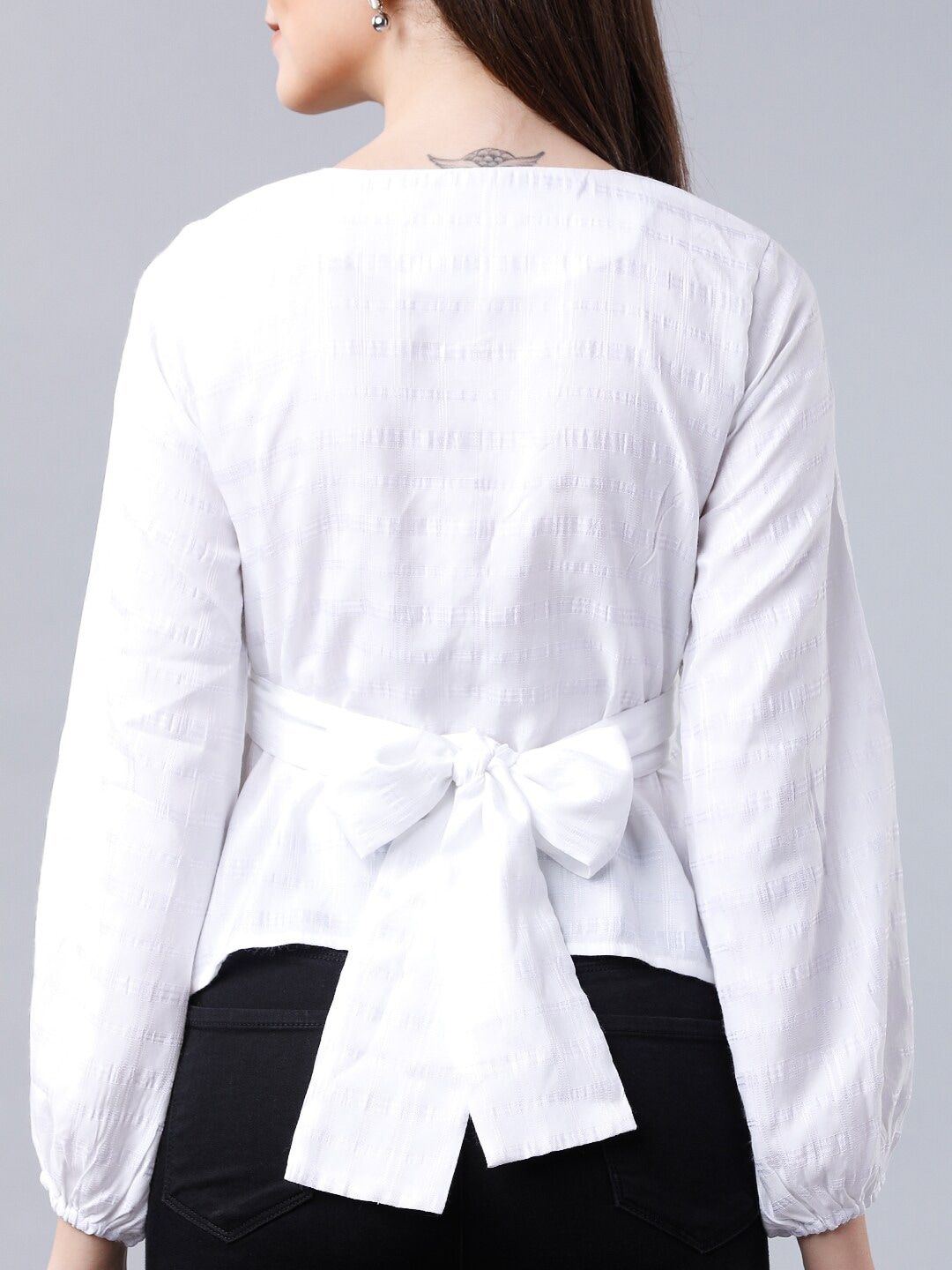 Tokyo Talkies Women White Solid Empire Top
