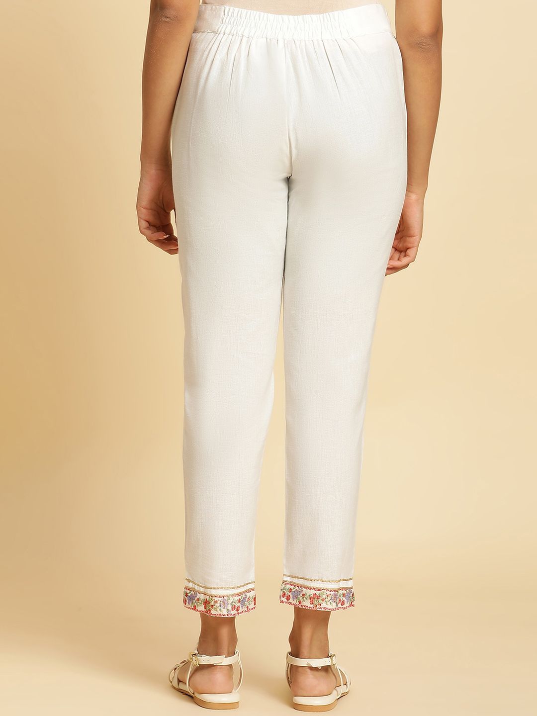W Women Slim Fit Mid-Rise Cotton Regular Trousers