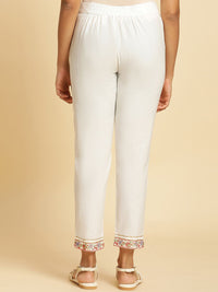 W Women Slim Fit Mid-Rise Cotton Regular Trousers