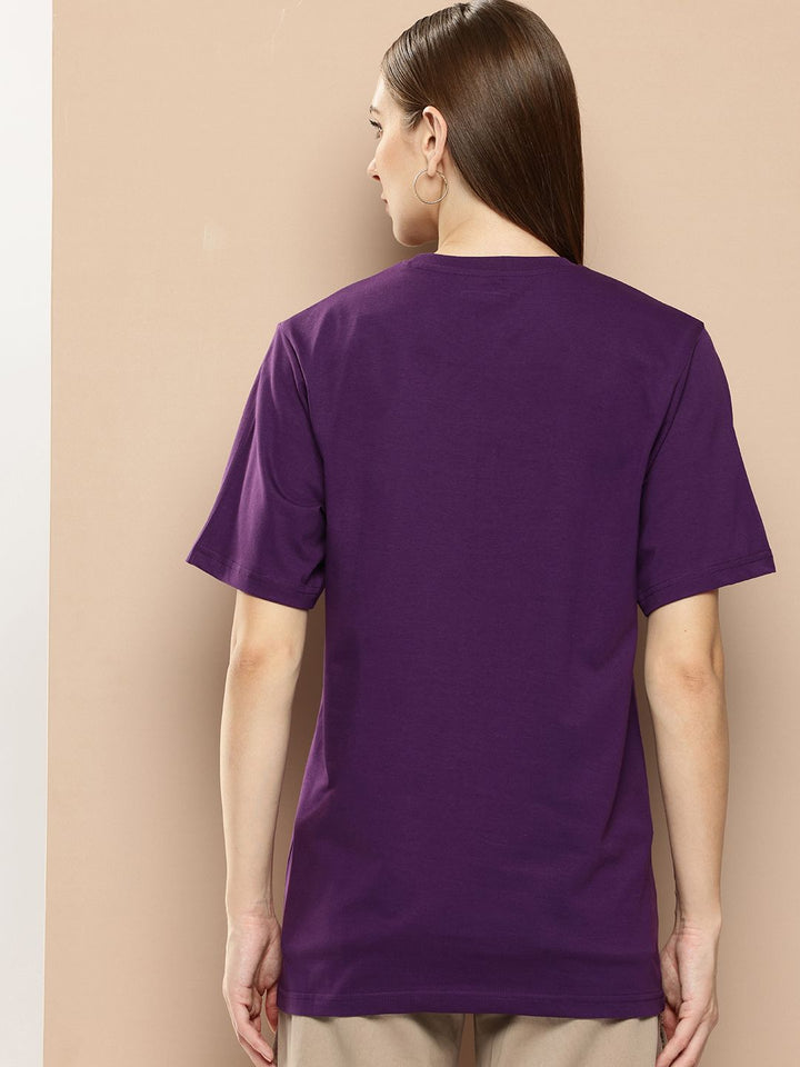 Difference of Opinion Women Typography Printed Embossed Oversized T-shirt