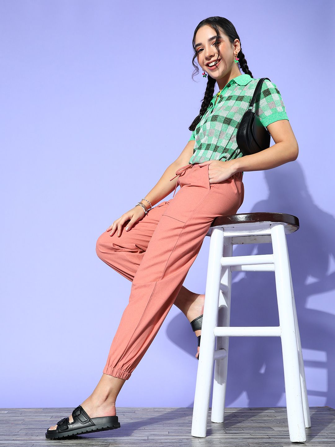 Berrylush Women  Pink Solid Utility Trousers