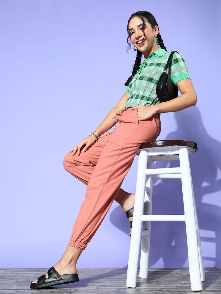 Berrylush Women  Pink Solid Utility Trousers