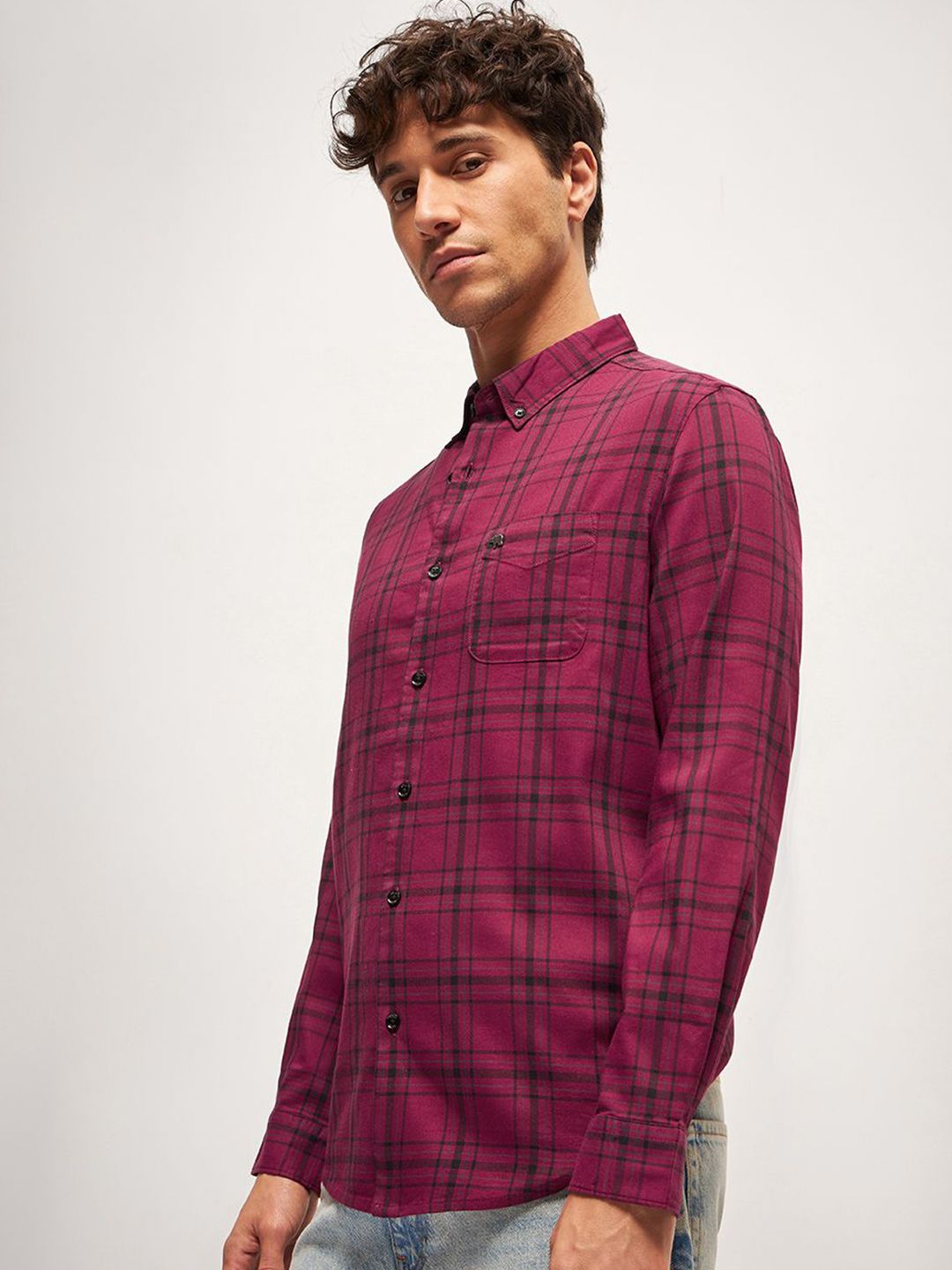 THE BEAR HOUSE Men Slim Fit Tartan Checks Opaque Checked Casual Shirt