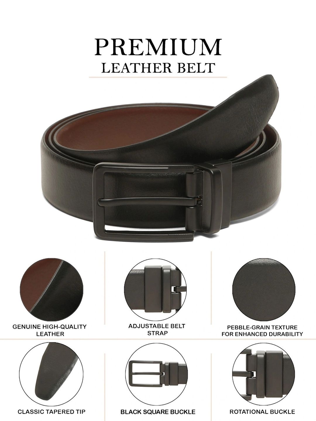 Teakwood Leathers Men Leather Reversible Formal Belt