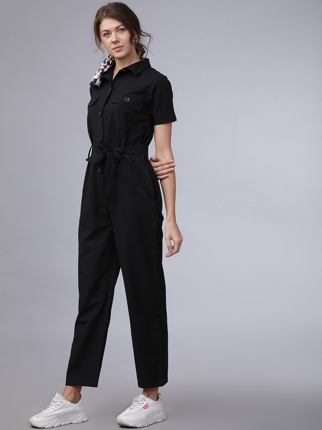Tokyo Talkies Women Black Solid Basic Jumpsuit