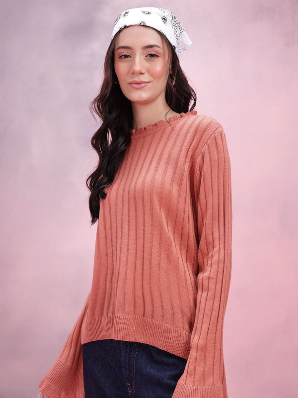 Wanita pakaian ribbed pullover akrilik