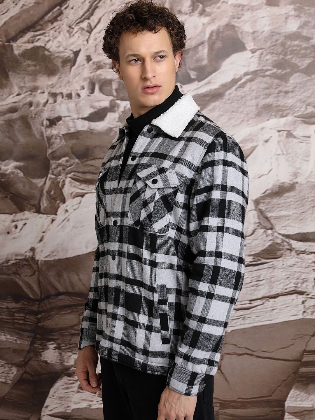 HIGHLANDER Checked Cotton Casual Shacket