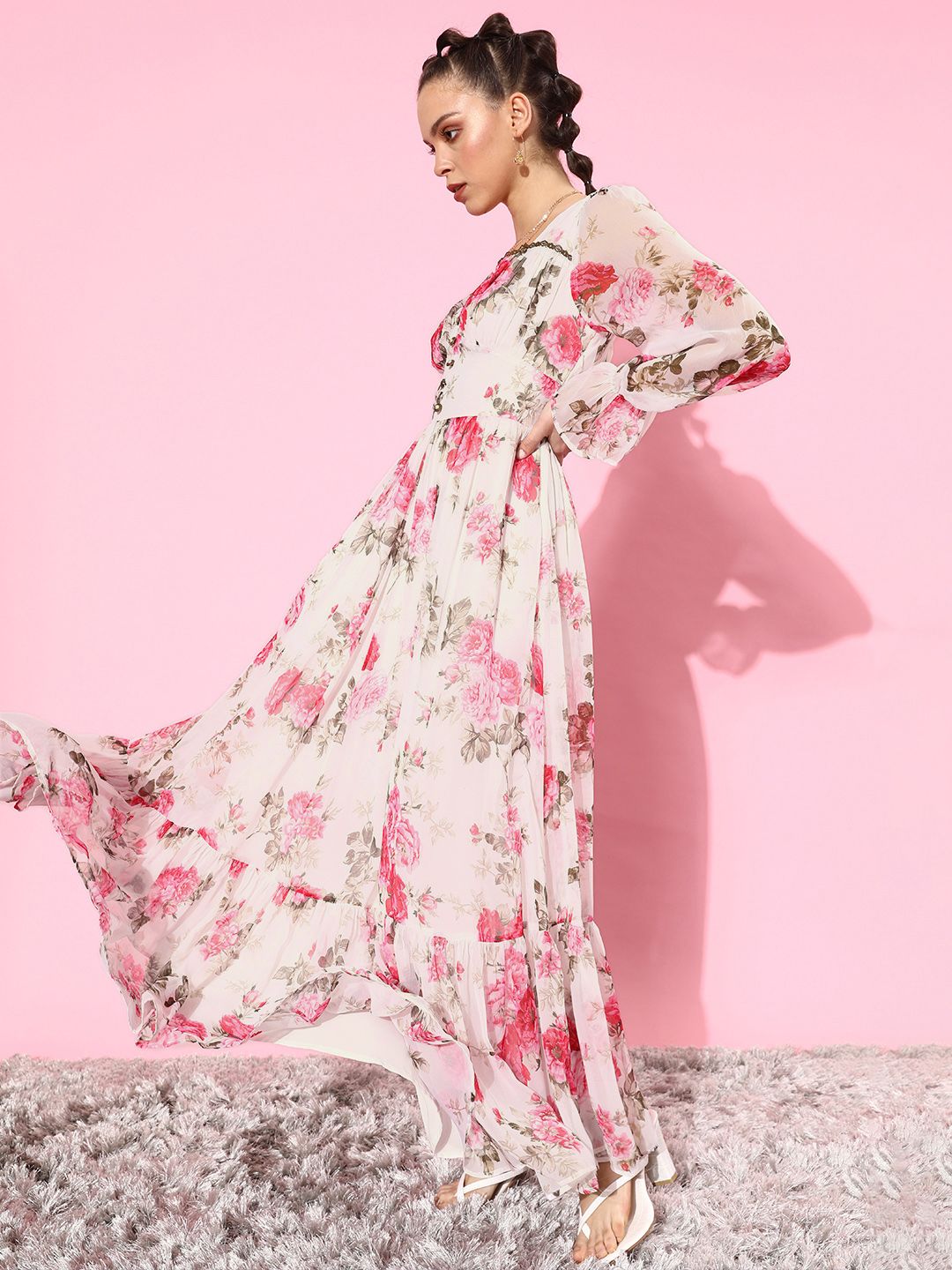 QUIERO Women Classic White Floral Bustier Dress