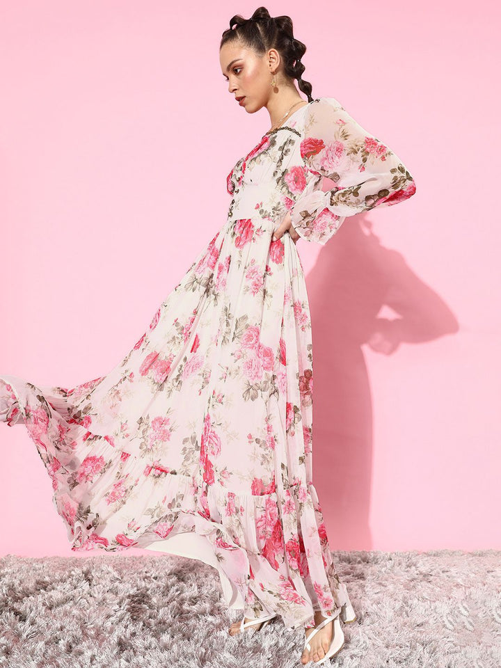 QUIERO Women Classic White Floral Bustier Dress