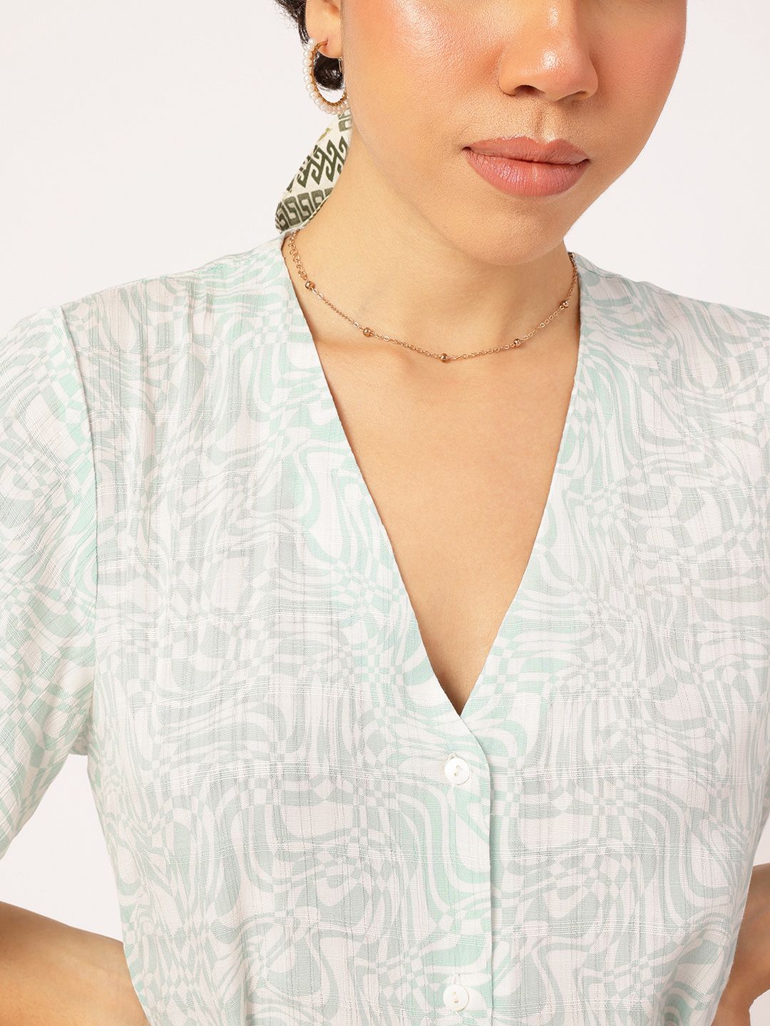 DressBerry Pastel Abstract A-Line Mini Dress with Belt