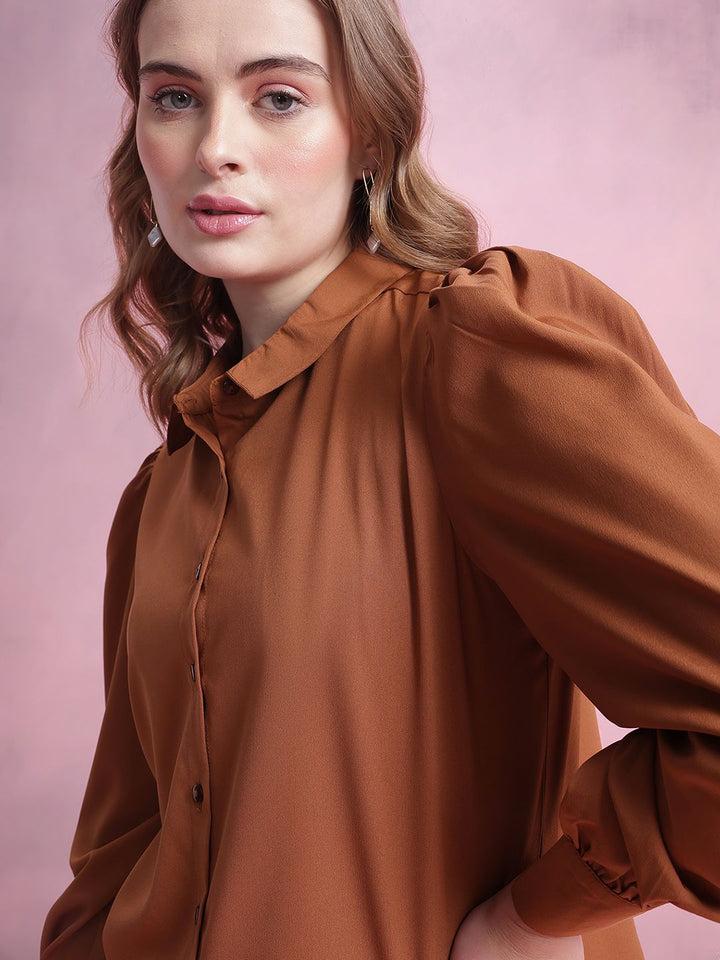 DressBerry Puff Sleeves Solid Shirt