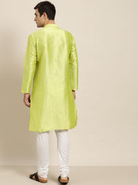 SOJANYA Men Green Woven Design Straight Kurta