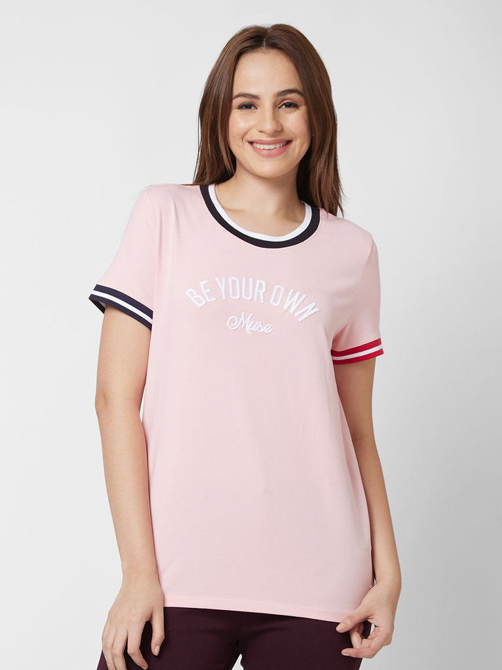 SPYKAR Women Pink Printed T-shirt