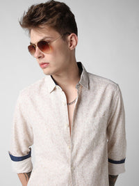 VASTRADO Men Tiny Floral Printed Cotton Shirt