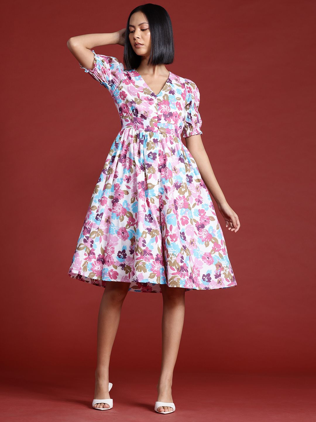 all about you Floral Print Pure Cotton A-Line Dress