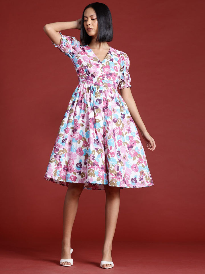 all about you Floral Print Pure Cotton A-Line Dress
