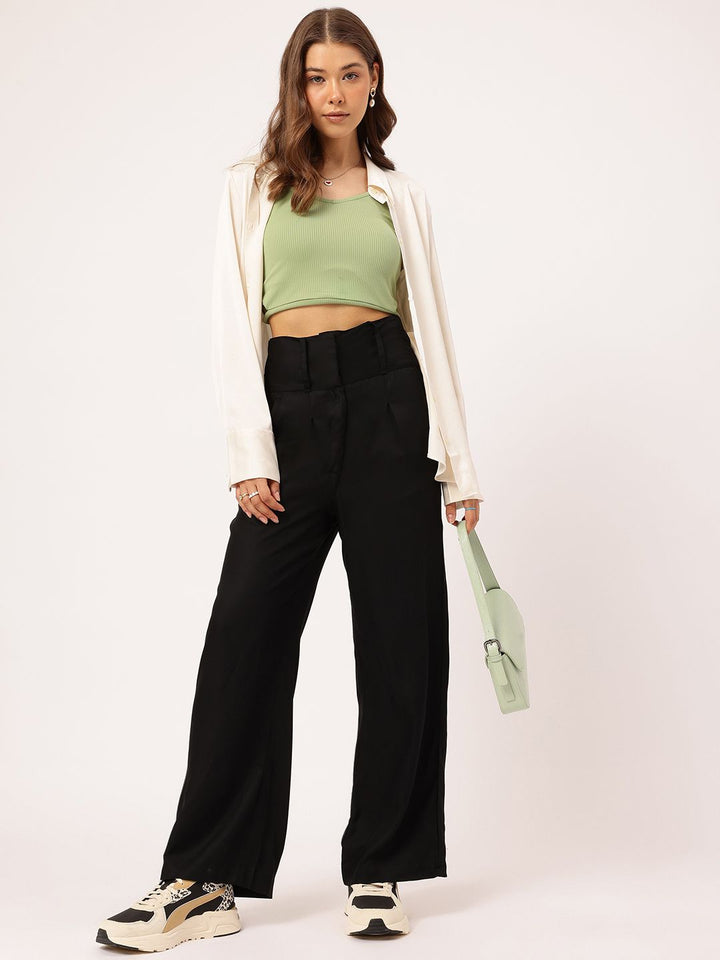 DressBerry Women Bell-Bottom Beauty Wide Waistband Trousers