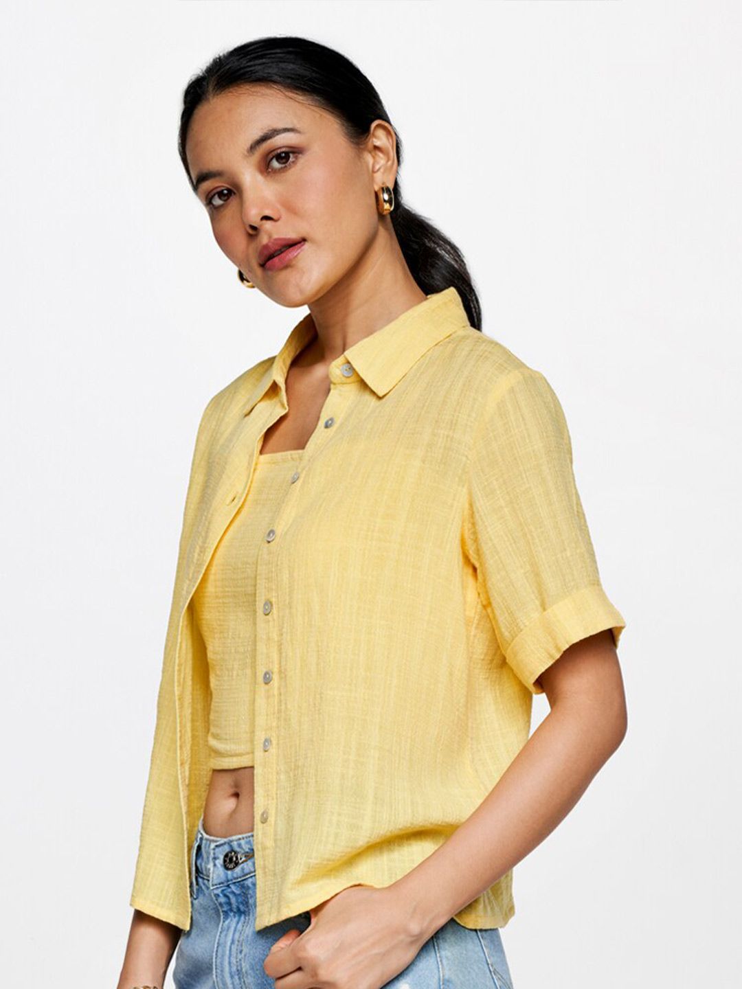 AND Short Sleeves Shirt Style Top