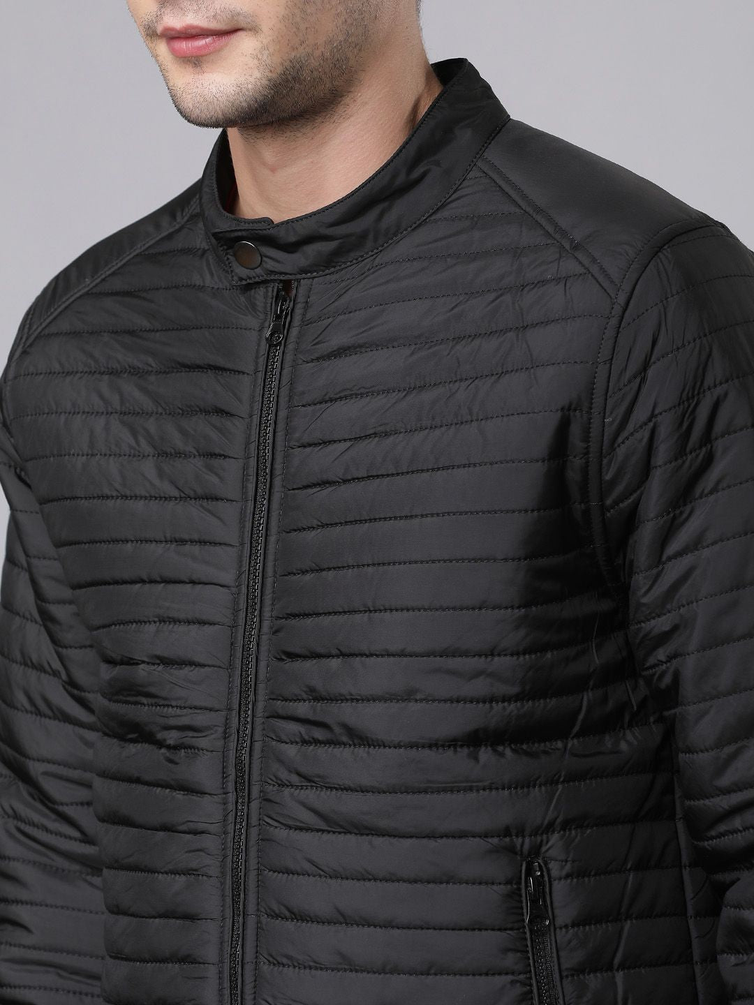 HIGHLANDER Men Black Solid Padded Jacket