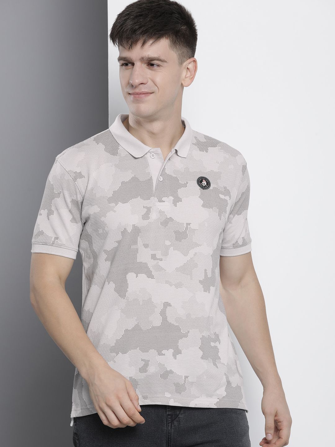 The Indian Garage Co Men Abstract Printed Polo Collar T-shirt
