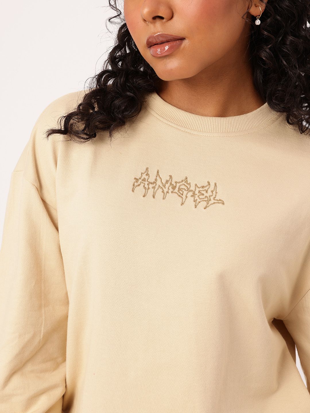 DressBerry Embroidered Cotton Terry Relaxed Fit Sweatshirt