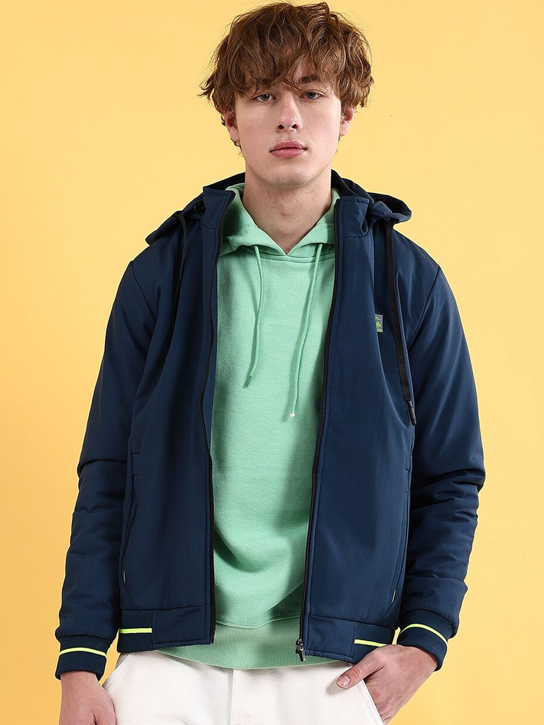 The Indian Garage Co Zip Detail Hooded Bomber Jacket