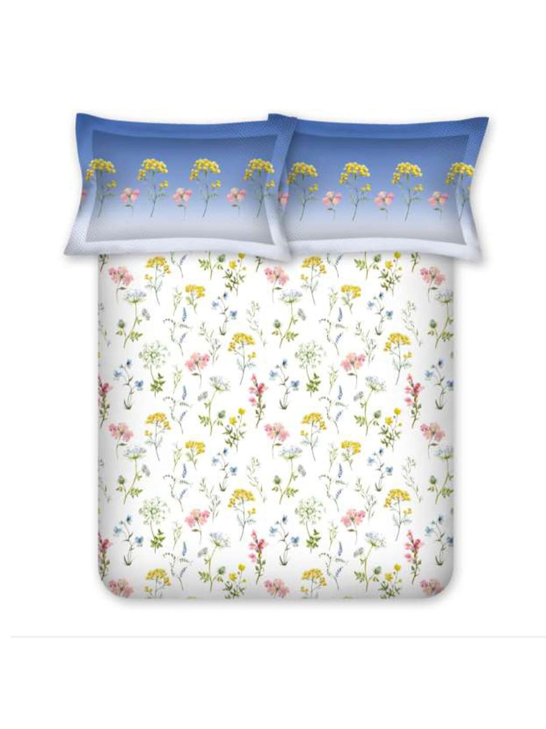 BOMBAY DYEING Blooming Muse Blue Floral Cotton 144 TC King Bedsheet Set 2.74 x 2.74 m