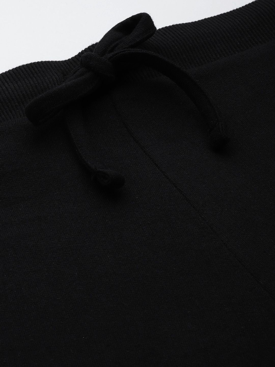 SASSAFRAS Women Black Solid Hooded Jacket with Track Pants