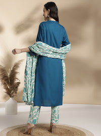 Anouk Floral Embroidered Regular Pure Cotton Kurta with Trousers & With Dupatta