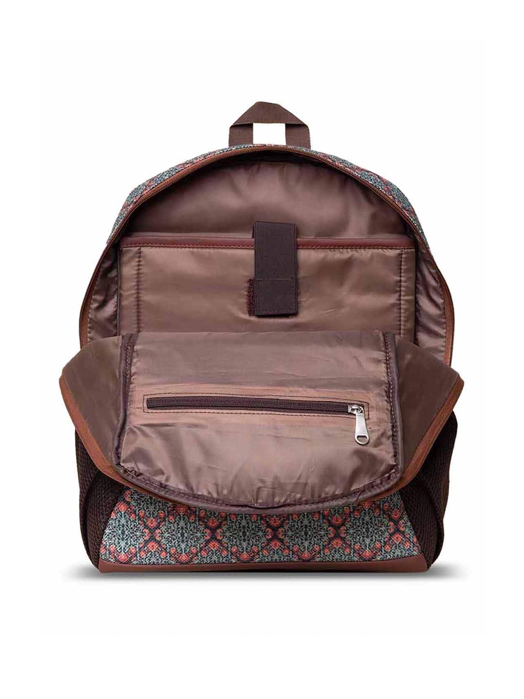 Zouk Wanita Green & Black Geometric Backpack