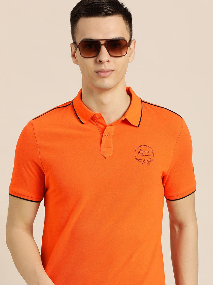 Menjadi T-Shirt Kapas Polo Lelaki Manusia Merah Polo Tulen