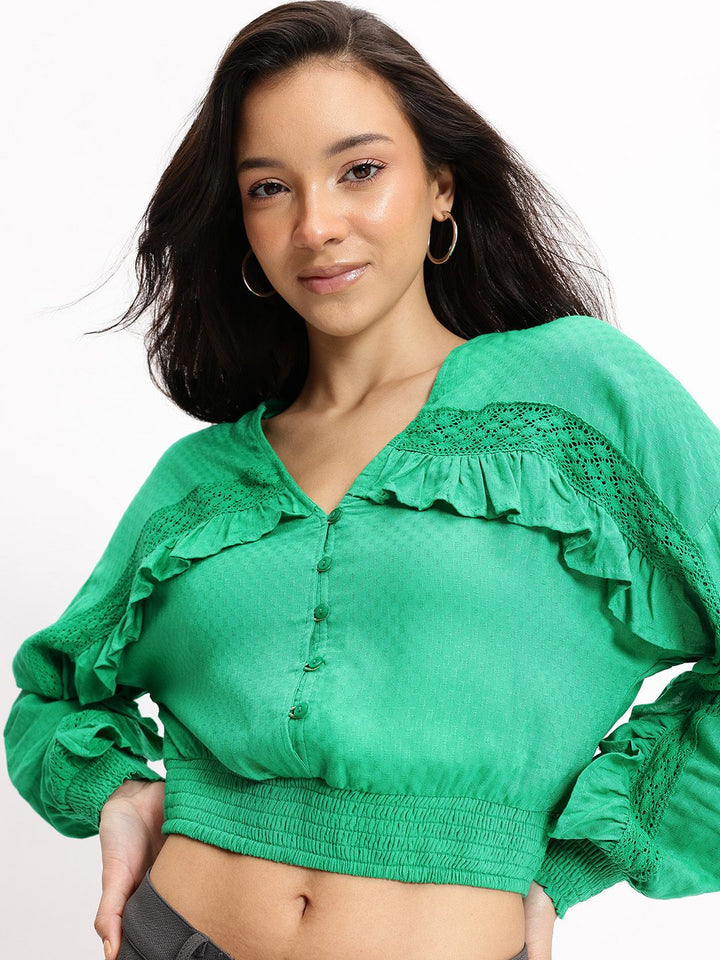 DressBerry Ruffle Remix Smocked Blouson Top