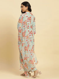 W Floral Printed Regular Pure Cotton Straight Kurta with Trouser & Dupatta
