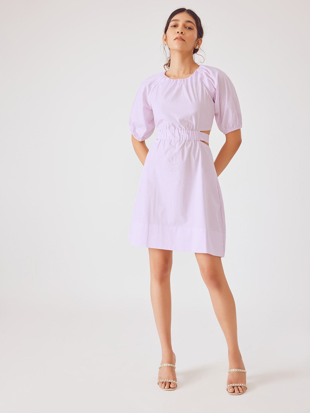 The Label Life Puff Sleeves Cut-Out Detail Dress